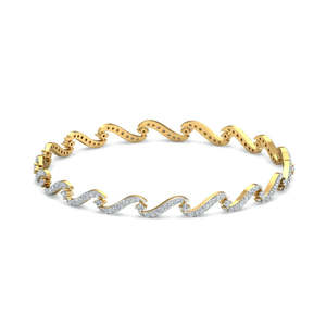 SOLITAIREKART 1.3ct Wave Elegance Brazalete de diamantes naturales en oro amarillo de 14KT-2,25 Tamaño 1.772G HI Color Claridad DE LA VS-SI - Product Image 1
