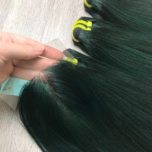 มัดผม100% ผมมนุษย์แบบมัดคู่สีเขียวเนื้อแข็ง - Product Image 2