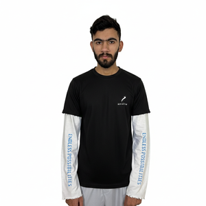 เสื้อยืดผู้ชายลำลองสองชั้นสำหรับสตรีทแวร์ เนื้อผ้านุ่มสบาย |   ทรงโมเดิร์น |   โรงงานผลิตเสื้อผ้า OEM & ODM เสื้อยืดสองชั้น - Product Image 1