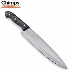 Couteau de chef Santoku en acier inoxydable J2, finition brossée, manche en bois Pakka |   Style japonais, ambidextre, respectueux de l'environnement |   Cuisine - Product Image 6