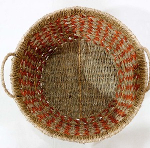 Panier de rangement rond en jonc de mer tressé fait main, bac organisateur écologique pour la maison, panier à linge - Product Image 5