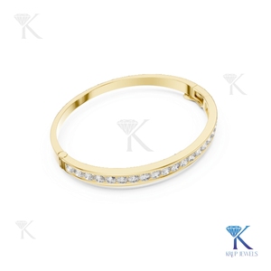3.50 mm Classic Lab Grown Diamond Channel Bracelet Hinge <b>Bangle</b> <b>Solid</b> <b>Gold</b> 14K 18K Elegant Minimalist Unisex Gift Fine Jewellery - Product Image 4