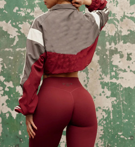 Color Block Windbreaker <b>Jacket</b> With Stand Collar Zipper Closure Sporty Style Unisex Polyester Autumn Wear - Product Image 6