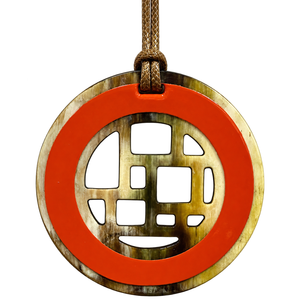 Collier Pendentif Géométrique Tendance Vintage en Corne, Plaqué Or Antique, Cercle Rouge, Unisexe, Anniversaire - Product Image 2