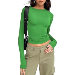 Camiseta de Manga Larga Personalizada para Mujer, Estilo Jersey, Ajustada, Casual, Cuello Redondo, 100% Algodón, Ropa Urbana - Product Image 3