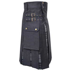 Kilt écossais plissé en coton robuste pour femme, motif écossais gris contrastant, fabrication sur mesure, best-seller - Product Image 3