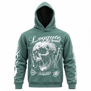 Sudadera con Capucha Personalizada Estilo Vintage con Lavado Ácido, Diseño Gráfico de Calavera, Oversize, de Felpa de Algodón Pesado, Estilo Urbano, Unisex, con Estampado Gráfico - Product Image 1