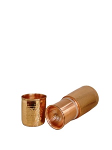 Handcrafted 950ml Copper Water Carafe Set Luxury Bedside Water Jar for Wellness Hammered Finish Ayurvedic Drinkware for Gifting - Product Image 4