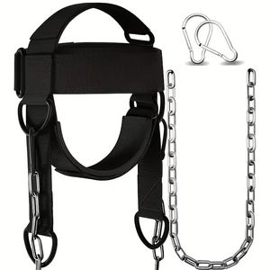 Harnais de soutien cervical réglable en néoprène, antidérapant, respirant, robuste, pour la musculation, avec chaîne - Product Image 4