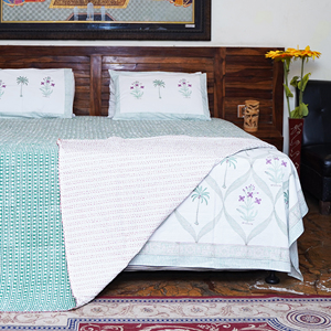 Vintage Organic Cotton Kantha Quilt Handmade Reversible Fluffy Washable Quilted <b>Bedspread</b> for Home & Hotel Use - Product Image 5