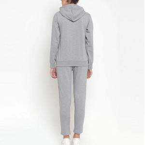 Ensemble de survêtement gris à capuche pour femme, sweat-shirt à fermeture éclair intégrale et pantalon de jogging assorti, tenue décontractée de maternité - Product Image 2