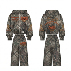 Conjunto Deportivo ZAINI para Hombre, Invierno, Estilo Urbano, 400 GSM, Premium, 100% Algodón, Felpa, Marrón y Verde, Bordado Personalizado, Impresión Puff, Serigrafía - Product Image 1