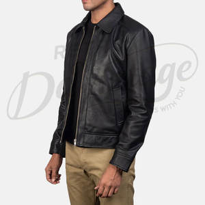 Chaqueta Clásica Negra de Cuero Genuino para Hombre - Prenda Exterior Informal de Piel de Oveja Suave de Primera Calidad con Cuello Camisero y Cierre de Cremallera - Product Image 4