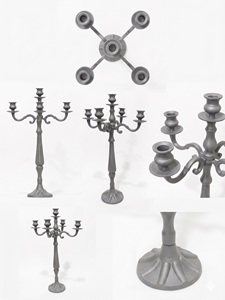 Lanternes et chandeliers de sol en aluminium gris antique, faits à la main, écologiques et durables, à 5 bras, de qualité supérieure, en métal. - Product Image 6