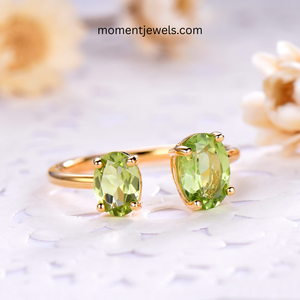 925 Sterling <b>Silver</b> Open <b>Ring</b> for Women 14K Gold Plated Oval Zircon Inlay Adjustable <b>Statement</b> <b>Ring</b> - Product Image 5