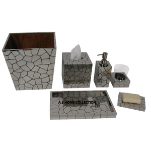 Ensemble de salle de bain moderne et écologique avec finition marbre personnalisée, porte-brosse de toilette et seau de rangement, accessoires, lot de 2 - Product Image 2