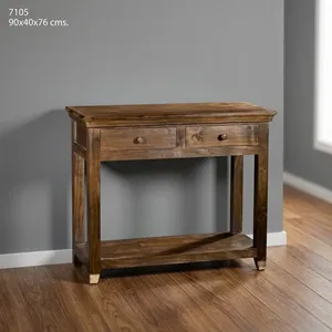 Mesa Consola de Madera con Dos Cajones y Estante Inferior, Mueble Rústico de Almacenamiento para Entrada, Sala de Estar, Pasillo, Decoración del Hogar - Product Image 2