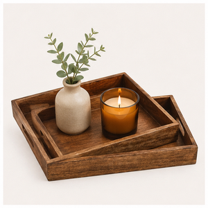 Handcrafted Rectangular Mango Wood Serving <b>Tray</b> With Cutout Handles Durable Rustic Decorative <b>Tray</b> For Coffee Table <b>Breakfast</b> - Product Image 6
