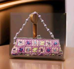 Designer Party Clutch Bag with Double Side Crystal Oval Embroidery jewelry bag & Pearl <b>Tassels</b> Classy Fashion Accessories for - Product Image 4