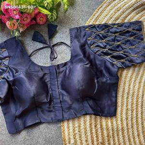 Festival Wear Pattu Silk with Back & Sleeve Hand-<b>Aari</b> <b>work</b> Padded <b>Blouse</b> Collection Woman Fashion Exporter Wholesale Supply - Product Image 2