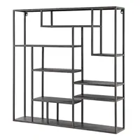 Étagère murale minimaliste en bois et fer, organisateur de vêtements à trois niveaux, design sculpté durable pour salon, crochets multifonctions modernes