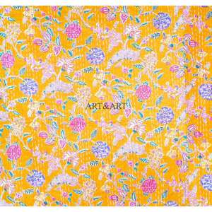 Edredón Kantha Hecho a Mano en India, 100% Algodón, Diseño Floral con Estampado a Bloque, 220g de Peso de Tela, Alta Calidad ART&ART - Product Image 2