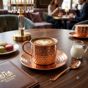 Hand Hammered Pure Copper Coffee Cup Saucer Set Food Grade <b>Tin</b> Lined Turkish Arabic Espresso <b>Mug</b> Hotel Tableware Wholesale Gifts - Product Image 2