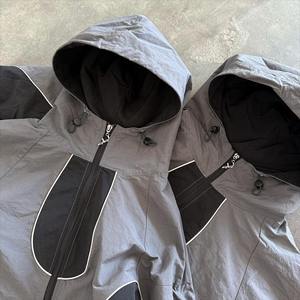 OEM Factory Clothing Manufacturers Custom Waterproof Polyester Nylon Windbreaker Tracksuits <b>Zip</b> <b>up</b> <b>Jacket</b> Hoodies and Shorts Set - Product Image 3