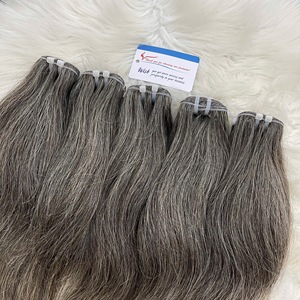 Cabello gris natural de doble capa premium, 100% cabello humano vietnamita auténtico, paquete de cabello gris de 100 gramos - Product Image 2
