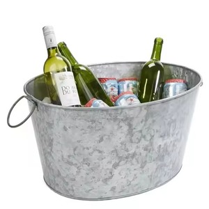 Classic Metal Ice Beverage Tub Stainless Steel Ice <b>Cooler</b> Bucket Wine Beer Chiller Tub Party <b>Table</b> Use - Product Image 6