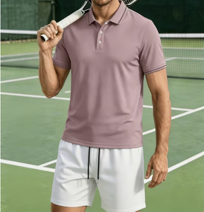 Conjunto Deportivo de Verano para Hombre, Camiseta sin Mangas con Cuello en V, Transpirable y Absorbente de Humedad, Color Lavanda, Pantalones Cortos Blancos con Cintura Elástica - Product Image 3