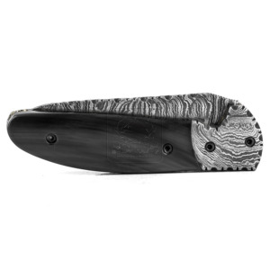 Couteau pliant artisanal en acier Damas DD-FK-606, manche en corne de buffle, lame de 3 mm, survie en plein air, bushcraft, camping, poche - Product Image 4