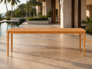 Table à manger en teck 10 places, bois massif, mobilier d'extérieur pour restaurant, hôtel, resort, patio, fabrication sur mesure OEM ODM, Indonésie - Product Image 1