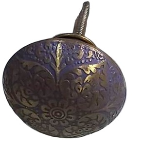 Fourniture d'usine origine indienne vente en gros fait à la main dernière conception Antique armoire de cuisine bouton en laiton de forme ronde - Product Image 1