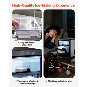 Fabbricatore di Ghiaccio Portatile da Banco 44 Libbre al Giorno Autopulente con Cassetto e Paletta, Stile Mac, per Ghiaccio a Pepite, per Elettrodomestici da Cucina - Product Image 6