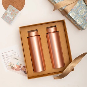 Handcrafted Copper Water Bottle Set of 2 Eco Friendly Ayurvedic Drinkware Durable Leak-Proof Design At Bulk Wholesale Supply - Product Image 6