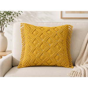 100% Cotton Macrame Cushion <b>Cover</b> Handmade Cotton Pillowcase Knotted Decorative <b>Throw</b> <b>Cover</b> for <b>Sofa</b> Chair Home Hotel - Product Image 3