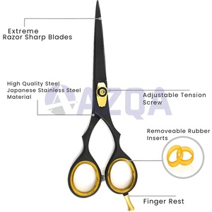 Kit de toilettage pour hommes 4 en 1 très vendu, ciseaux à cheveux, ciseaux effilés, rasoir droit avec étui de rangement, ensemble de barbier - Product Image 3