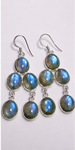 Labradorite <b>Dangle</b> <b>Earrings</b> 925 Sterling <b>Silver</b> <b>Earrings</b>, Blue Flash Labradorite Chandelier <b>Earrings</b>, Handmade Boho Gemstone Jew - Product Image 3