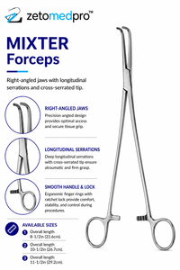 MIX(T)ER Forceps à dents crantées à embouts croisés longitudinallement, à angle droit, longueur totale 21,6 cm ou 26,7 cm ou 29,2 cm ZETOMEDPRO - Product Image 2