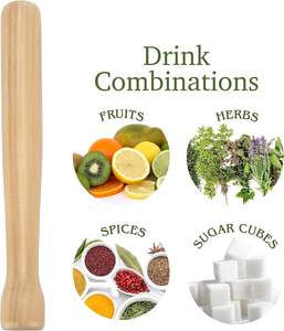 Moulin à cocktail en bois |   Outil de bar en bois naturel pour écraser les fruits et les herbes |   Essentiels pour les barman : Vente en gros, OEM - Product Image 4