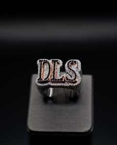 Anillos de Joyería Fina Personalizados con Logotipo de Letra, Moissanita Helada, Estilo Hip Hop, Certificados, con Engaste de Puntas, Plata 925, Bañados en Rodio y Plata - Product Image 4