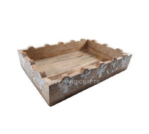 Bandeja de servicio de diseño Floral de estilo árabe de artesanías de alta calidad con Incrustaciones de nácar para regalos de Eid Ramadan - Product Image 4