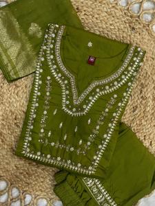 ชุดผ้าไหมมัสลินอินเดียปากีสถาน ดีไซน์ทันสมัย ตกแต่งด้วยงานแจ็คการ์ด  ชุดออกงานสำหรับผู้หญิง  งานแต่งงาน  ชุดพื้นเมือง  รุ่นล่าสุด  ดีไซน์พิเศษ - Product Image 2