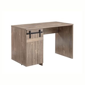 Scrivania per Home Office 92205 Hazelnut con un mobiletto, tre ripiani, anta scorrevole effetto fienile su cerniere metalliche Euro, pannello decorativo, scrivania per computer - Product Image 6