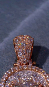 Iced Out Pendant Rose Gold Hip Hop <b>Diamond</b> <b>Simulated</b> Stone Lucky Charm Necklace Jewelry Gift - Product Image 3