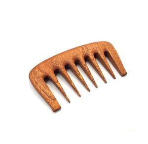 Peigne à cheveux en bois écologique fait main, bois naturel poli, design à dents larges, personnalisable pour démêler et masser le cuir chevelu - Product Image 2