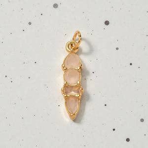 Colgante de Cuarzo Rosa con Corte Baguette y Pera |   Joyería Delicada de Plata 925 para la Elaboración de Collares y Pulseras - Product Image 1