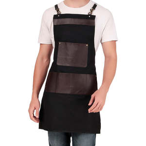 Tablier de cuisine vintage en toile véritable multi-poches pour femme, en cuir véritable de qualité supérieure, réglable - Product Image 2