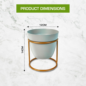 Maceta de Metal Azul Claro con Soporte de Hierro, Moderna y Elevada, para Decoración de Jardín Interior, Elegante para el Hogar - Product Image 2